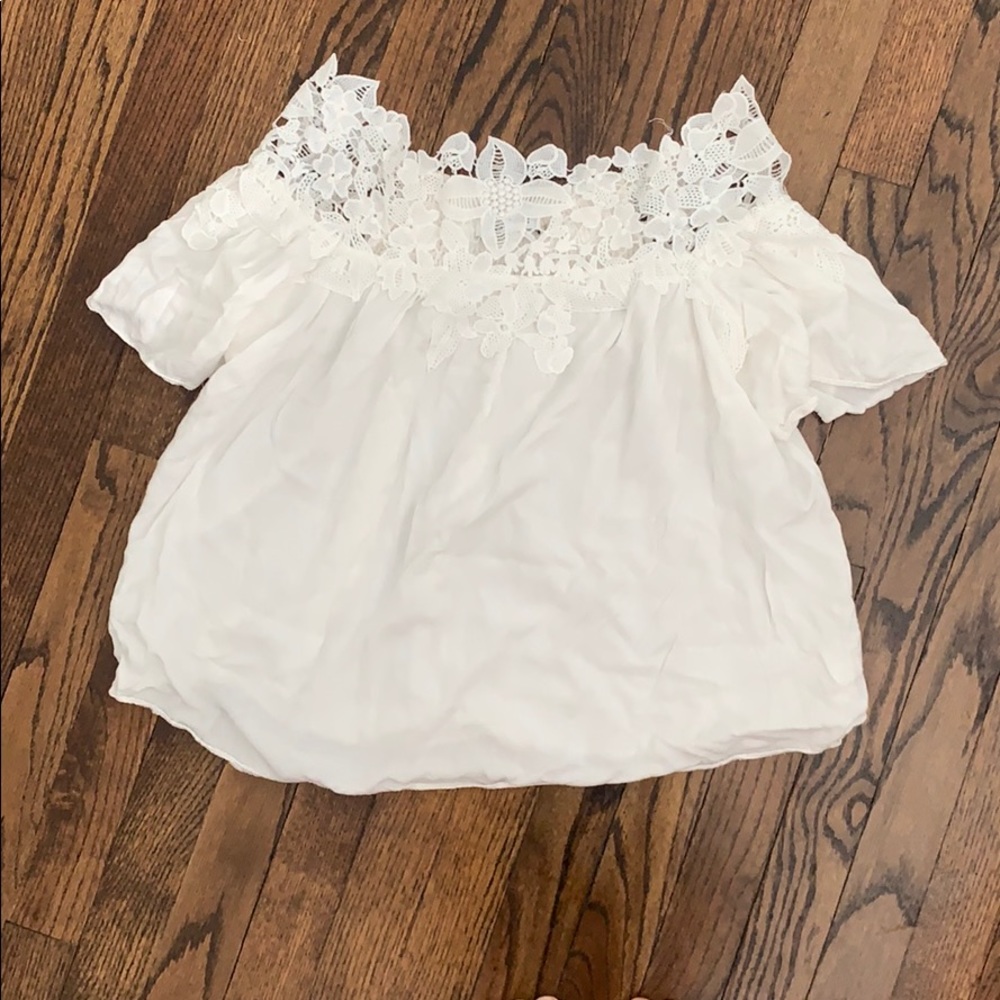 Off the shoulder eyelet top